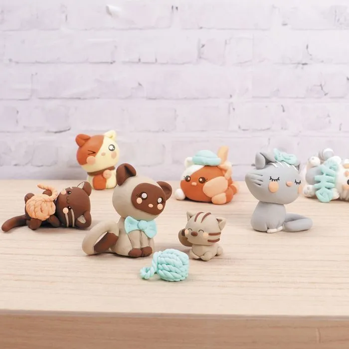 Malette DIY Figurines Fimo Kawaii - Kitty Family - 24 pcs - Blanc - Pour enfants à partir de 8 ans-1