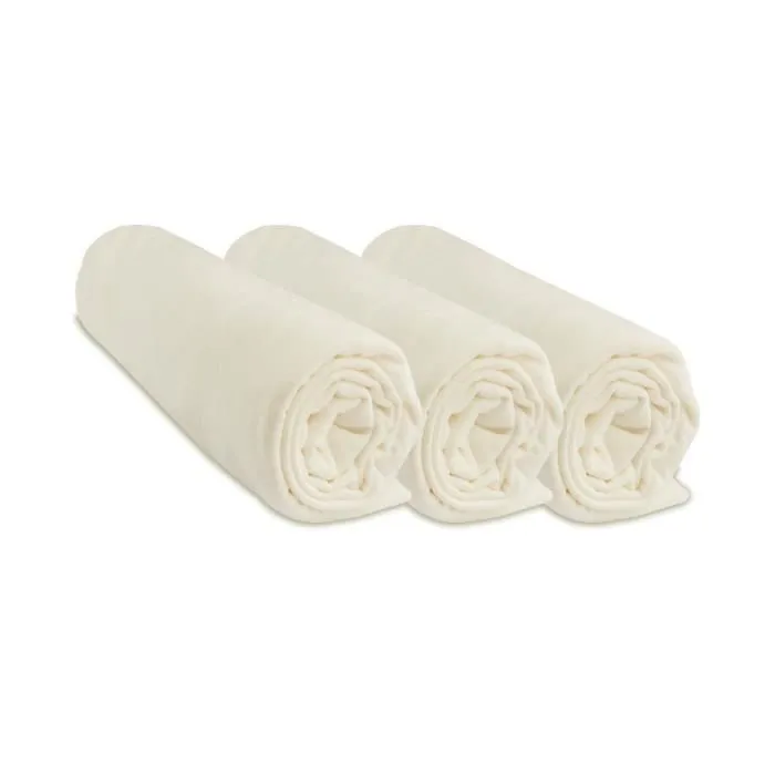 Drap housse 32x72 cm coton pour couffin Écru (Lot de 3)-0