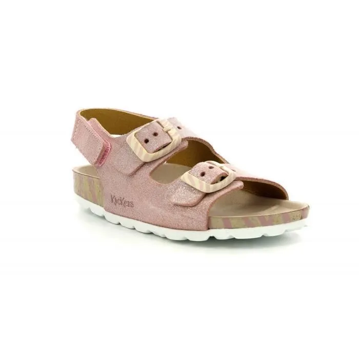 Sandales - Kickers - Sunyva - Cuir - Rose - Fermeture à scratch-1