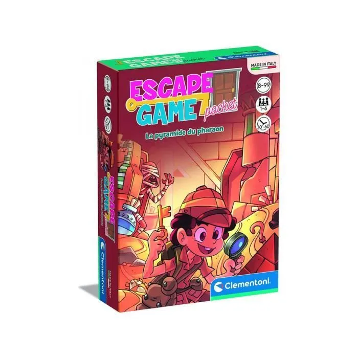 Jeu société Escape Game Pocket - La pyramide du pharaon - Clementoni - Enfant - 2 joueurs ou plus - Marron-0