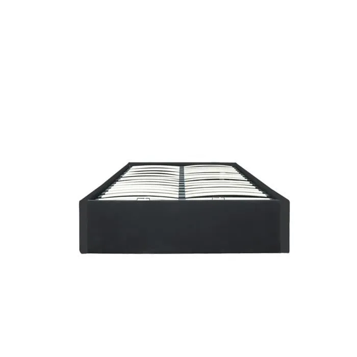 ECLIPSE Lit coffre enfant 90 x 190 cm - Simili noir - Sommier inclus-6