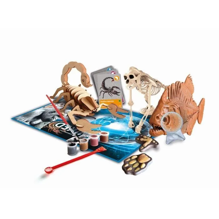 CLEMENTONI - Animaux planète Réalité - Coffret scientifique - Experiences scientifiques et activités virutelles - Moules, peintures,-1