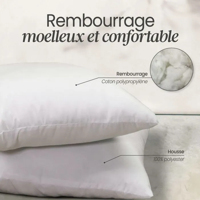 Lot de 2 oreillers, coussins de garnissage - 50 x 70 cm - Blanc - Vivezen-2