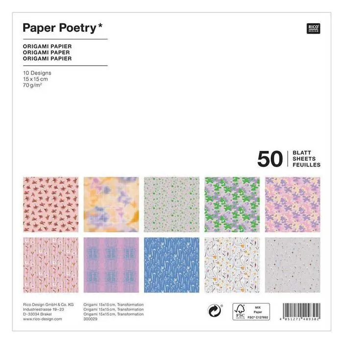 Papier Origami Rico Design - Collection Transformation - 15 x 15 cm - 50 feuilles-1