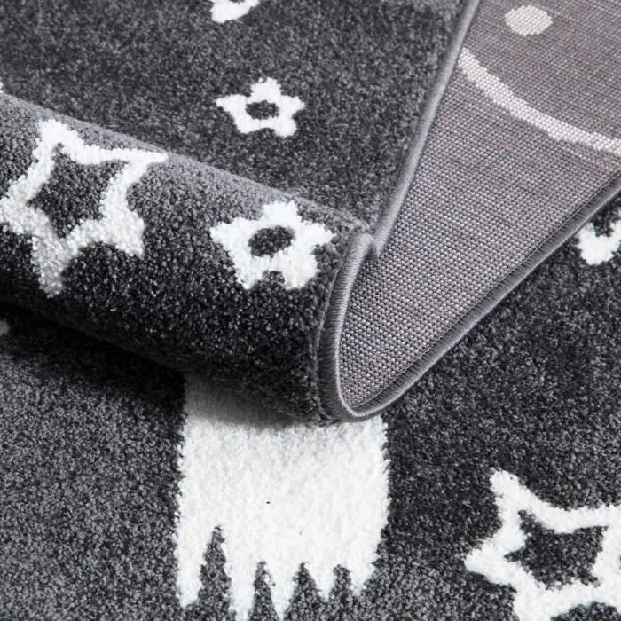 Tapis pour chambre d'enfant Astronaute Gris et Blanc 80x150cm-2