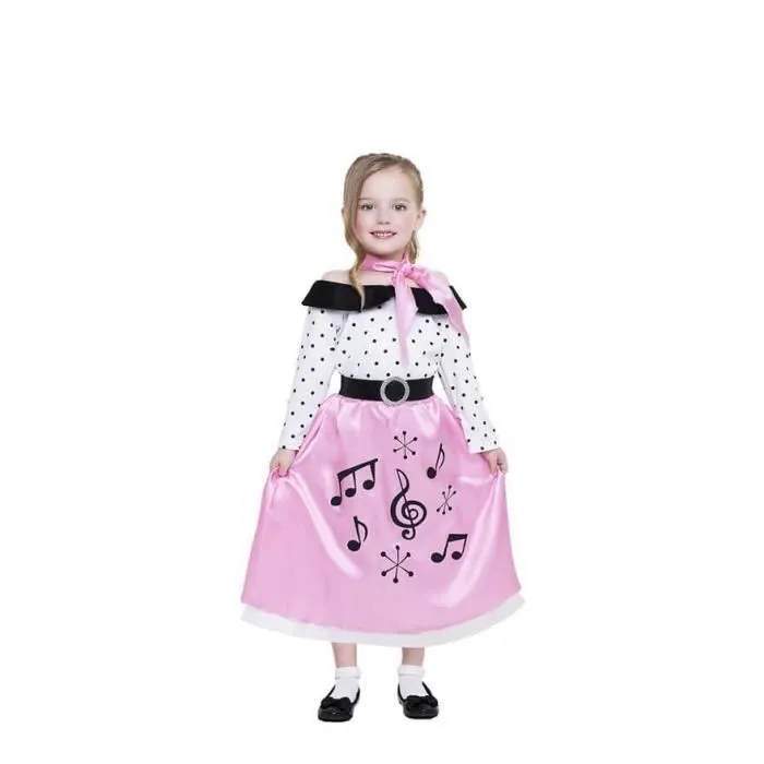 Déguisement des années 50 - Fille - Rose - Chemise, jupe, ceinture et mouchoir-0