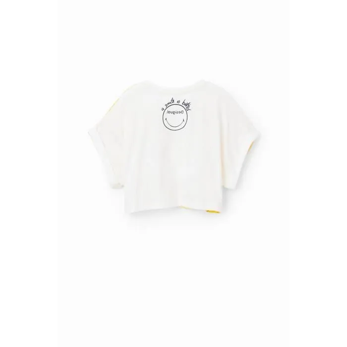 T-shirt fille Desigual Smiley Limon - jaune/blanc - 7/8 ans-1