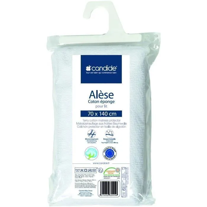 Protège Matelas Bébé 70x140 - Alèse Bébé - Silencieux - Imperméable - Absorbant - Oeko Tex® - Made In Europe - 70x140cm Blanc-0