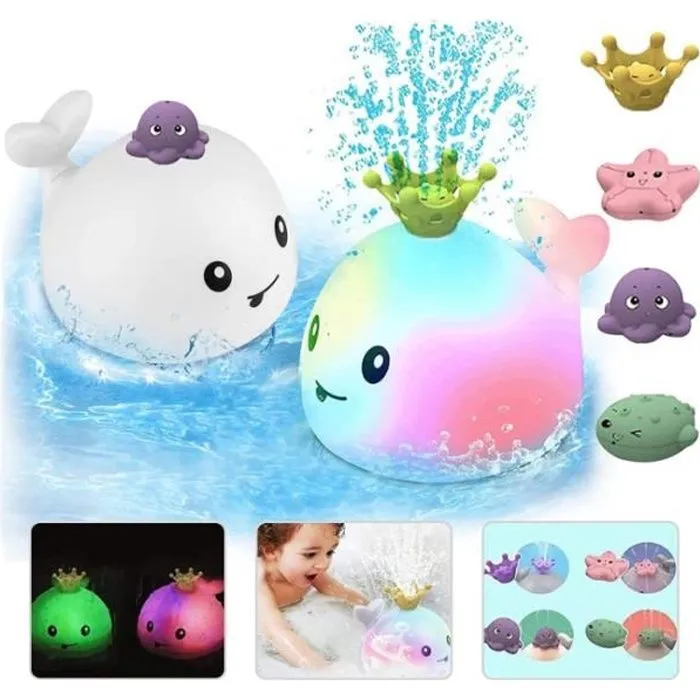 Jouet Bain BéBé,Baleine Jet d Eau Jeux Bain Jouets de Bain Jet d'eau PulvéRisation d'eau de Baleine pour Enfants pour 1 2 3 4 5 Ans-0