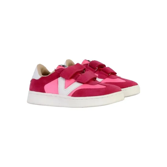 Baskets bébé - VICTORIA - Fucsia - Textile - Scratch - Plat-2
