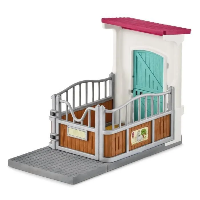 Box avec étalon Pur Sang anglais, Extension pour écurie schleich pour enfant, Schleich 42569 HORSE CLUB, dès 5 ans-4