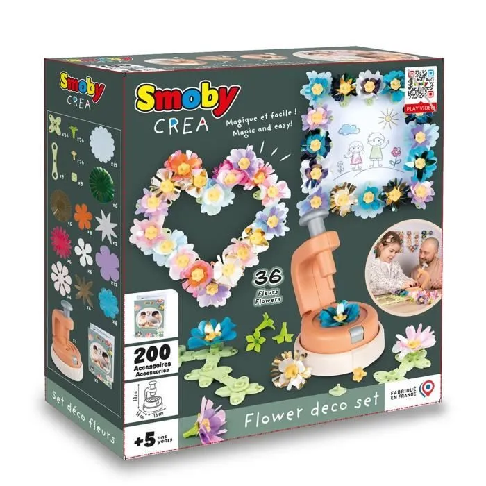 Smoby - Loisirs créatif - Set de création fleurs objets décoratifs - 200 accessoires - Fabriqué en France-0
