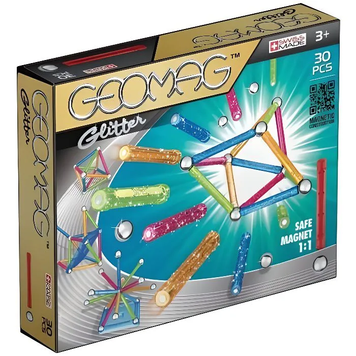Jeu de Construction - GEOMAG - Glitter - 30 pièces - Multicolore - À partir de 3 ans-0