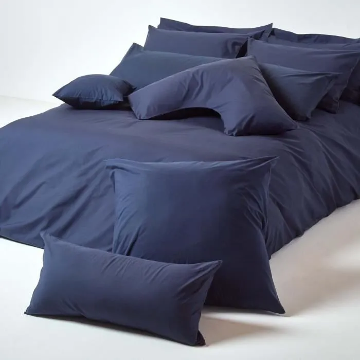 Taie d'oreiller - Homescapes - Bleu Marine - 100% Coton Égyptien - 200 Fils - 40 x 40 cm-3