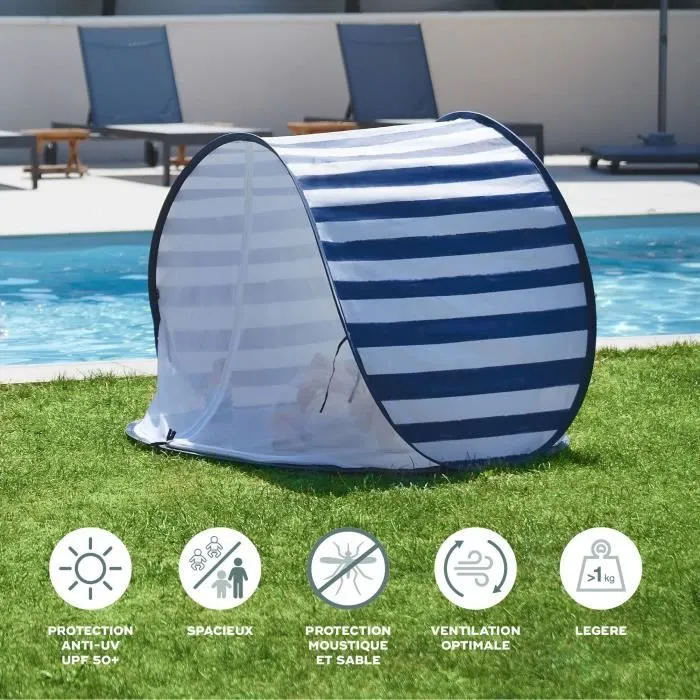 Babymoov Tente Anti-UV FPS 50+ Marinière - Moustiquaire intégrée-3
