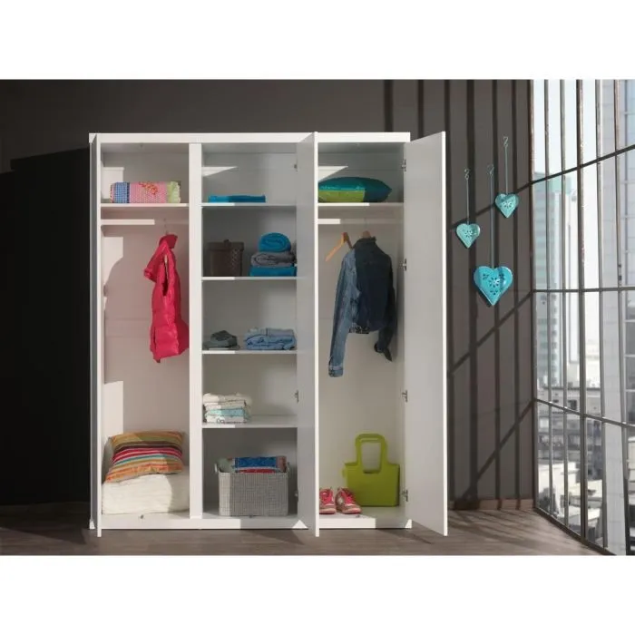 Armoire 3 Portes Laquée Blanche - LARA-1