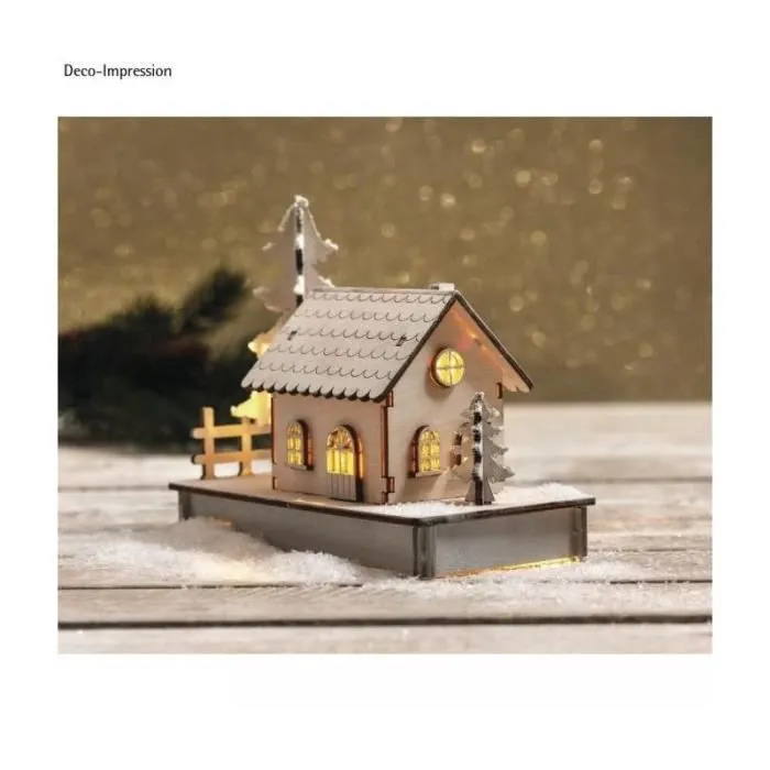 Kit Maison 3D - Rayher - 17.5x9.4x14 cm - 30 pièces - Décoratif - Bois brut-1