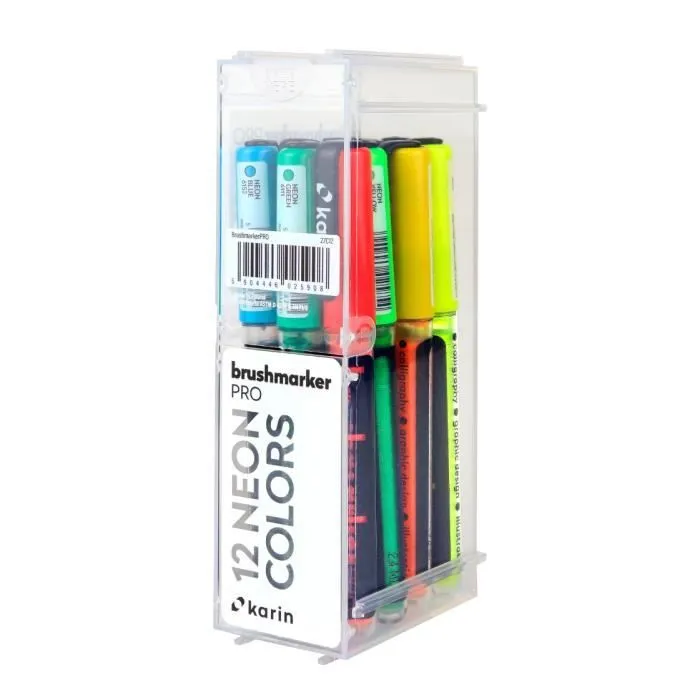 Marqueurs - Karin - Brushmarker PRO - 12 couleurs - Aquarelle - Pointe en nylon japonaise-2