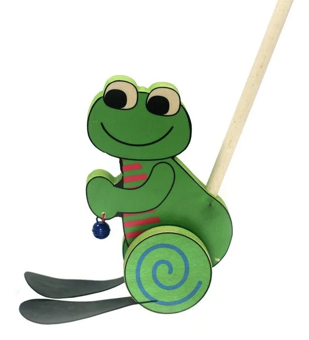 Jouet a tirer - jouet a pousser Babycentre - Hess14438 - Hess - 14438 - Jouet a Pousser en Bois - Grenouille-0