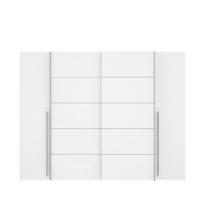 Armoire - Blanc mat - 2 portes battantes + 2 portes coulissantes - L 270,3 x P 61,2 x H 210 cm - NARAGO-0