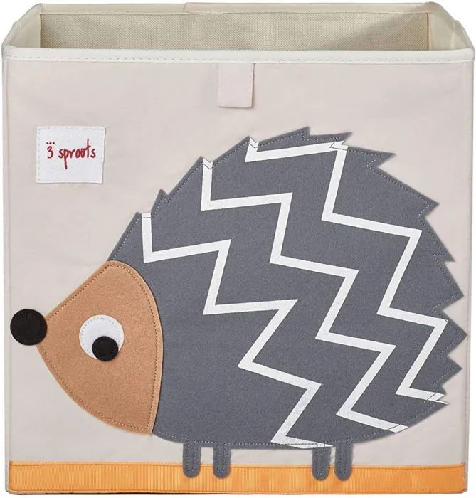 Boîte de rangement en tissu 3 Sprouts - Hérisson - Gris - 33x33x33 cm-1