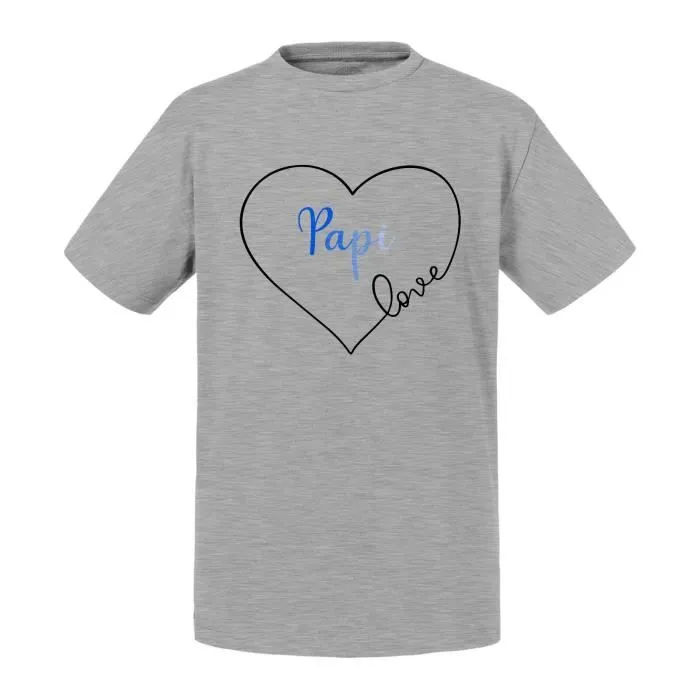 T-shirt Enfant Gris Papi Love Coeur Amour Grand Pere-0