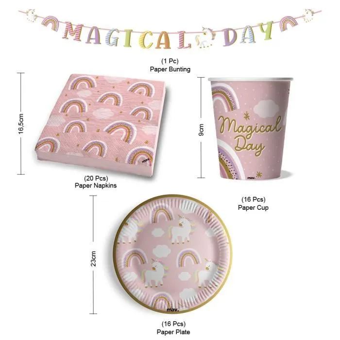 Kit de fête d'anniversaire - Maverick - Licorne - 53 pièces - Rose - Enfant - Fille-1