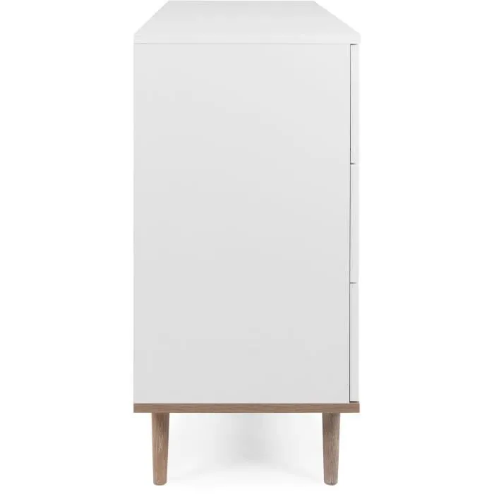 Commode Göteborg 6 tiroirs - Décor chêne sonoma Blanc - L 120 x P 40 x H 86,5 cm-4