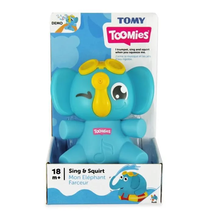 Jouet de bain Mon Eléphant Farceur - TOMY - pour bébé de 18 mois et plus - Bleu-0