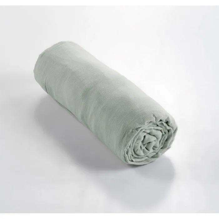 Drap housse "Gaïa" toutes dimensions "Gaze de Coton" - Gaïa Eucalyptus - 140 x 190 cm bonnet de 30 cm-1