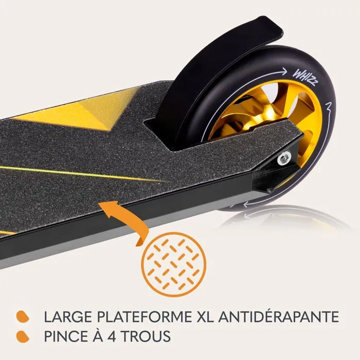 Trottinette acrobatique - LIONELO - Whizz - ABEC-9 - Guidon d'une seule pièce - Noir/Jaune-3