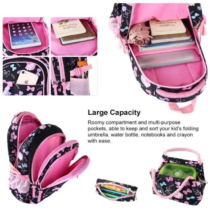Cartable Fille Primaire CP Enfant - Sac a Dos Ecole Scolaire CE2 Elementaire Ensemble de 3 Pieces avec Sacs à Lunch et Trousse pour-2