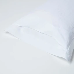 Taie d'oreiller à volants en lin lavé Blanc – 50 x 90 cm-2