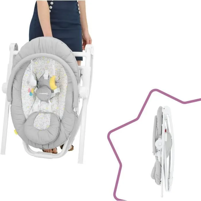 Badabulle Transat en hauteur Compact'Up, Pliage Ultra Compact, Confortable, Multipositions, Dès la naissance, Candy-5