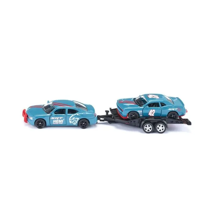 Voiture miniature - DODGE - Charger et Challenger - Bleu - 1 remorque - Pour enfants à partir de 3 ans-0