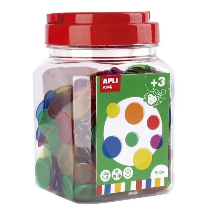 Jetons transparents - APLI Kids - 17495 - 500 pièces - Multicolore - Activités éducatives-0