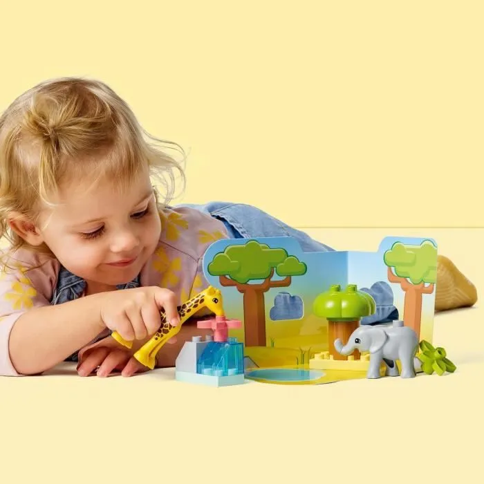 LEGO® 10971 DUPLO Animaux Sauvages d’Afrique, Jouet sur le Safari dès 2 Ans avec Figurines d'Éléphant et Girafe avec Tapis de Jeu-4