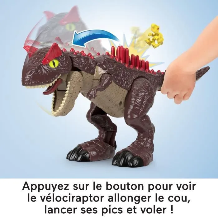 Jurassic World Imaginext-Jouet dinosaure Carnotaurus avec attaque de piques, 2 éléments de jeu HML42-7