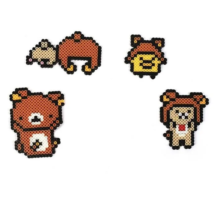 Mini Kit Perles à repasser - Rilakkuma - 4 personnages kawaii en perlou - Marron/Multicolore-2