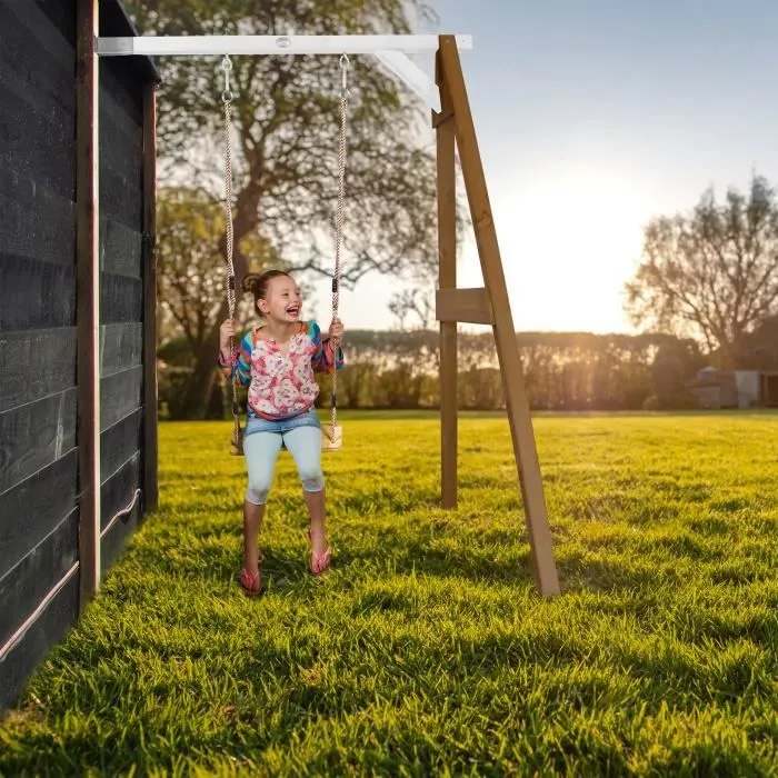 Portique mural en Bois FSC AXI avec Balançoire Enfant - Marron - 1 siège - Extérieur-0
