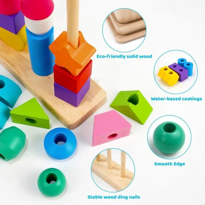 Jouet Montessori Bois 2 en 1,Puzzle Enfant, Jeux d'activité et de Développement. Idéal pour le Jeu Enfant 2-4 Ans-1