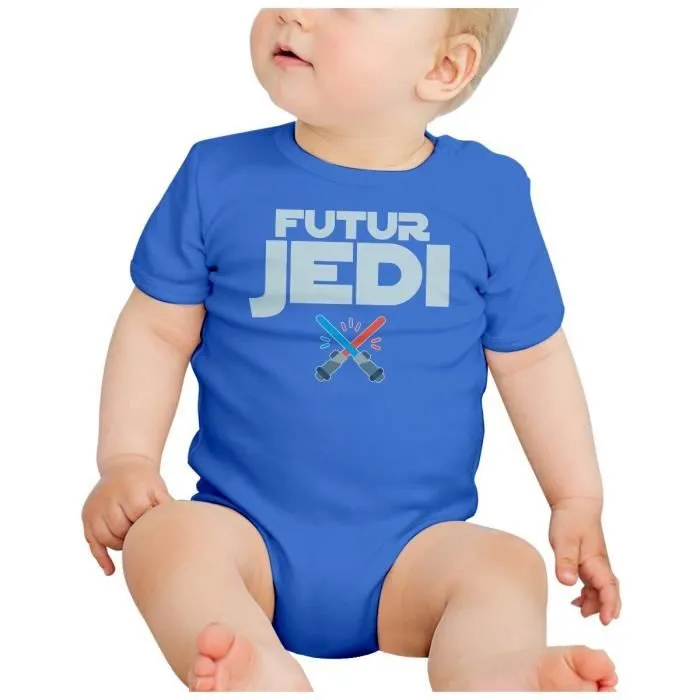 Body Bébé Manche Courte Bleu Futur Jedi Film Héros Culture Geek-1