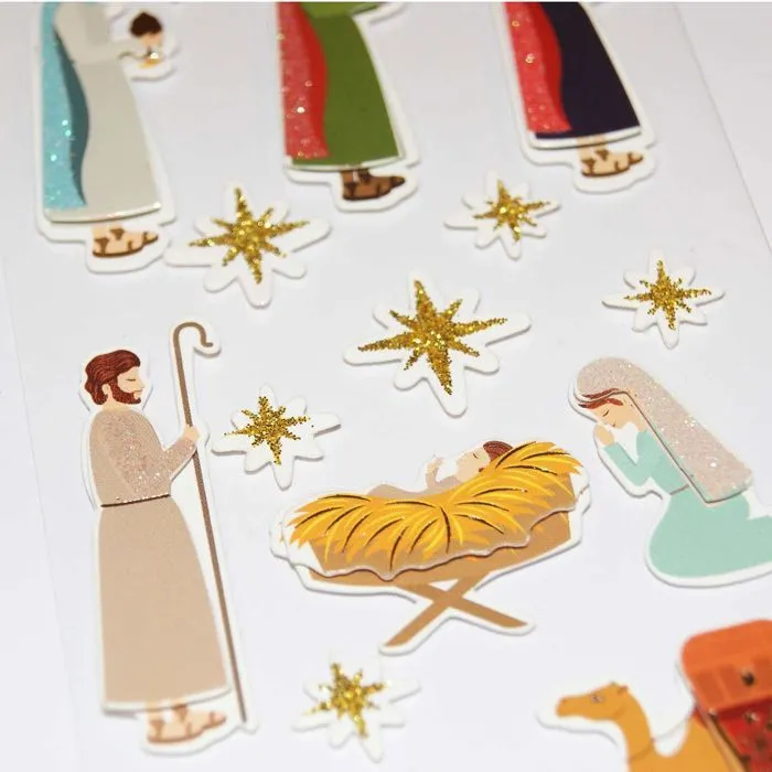 Stickers Crèche de Noël - Paillettes-1