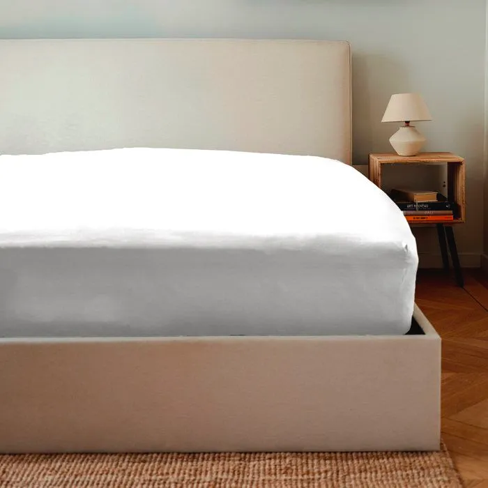 Drap housse coton blanc 90x200 cm-2