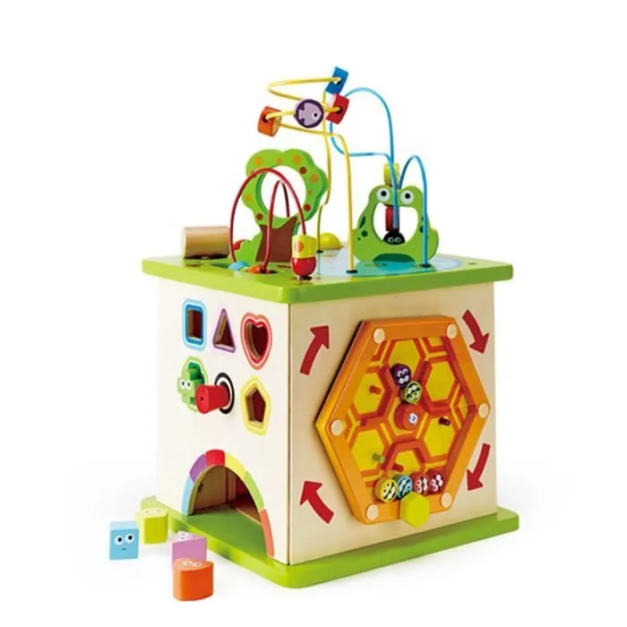 Cube d'activité Country Critters Hape - Jouet d'éveil en bois pour bébé de 12 mois et plus-0