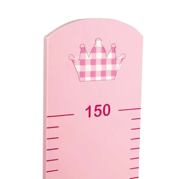 Toise Bébé en Bois ROBA - Modèle Krone - Échelle jusqu'à 150 cm - Motif Couronne - Rose-1