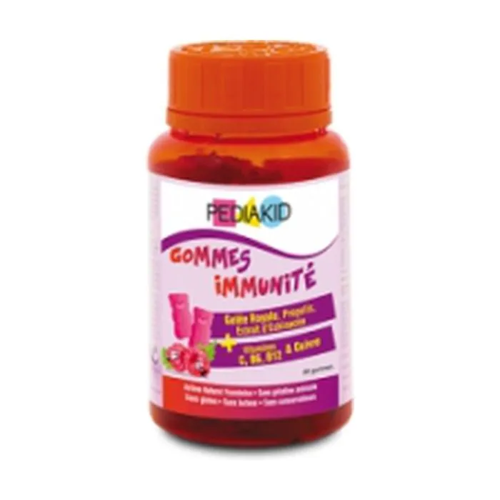 PEDIAKID - 60 Gommes Immunité - Formule Naturelle -Goût Framboise - Contribue au Fonctionnement Normal du Système Immunitaire-2
