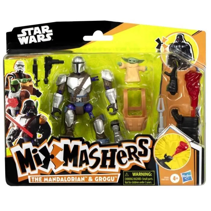 MixMashers Mandalorien et Grogu, figurine deluxe personnalisable à mélanger et combiner avec accessoires, Star Wars, Dès 4 ans-7