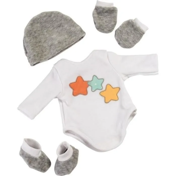 Ensemble layette pour poupon 40 cm - MINILAND - Fille - Tissu doux - Finitions soignées - Couleurs douces-0