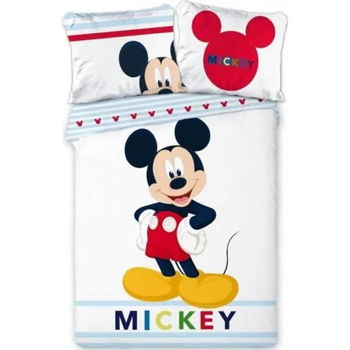 Housse de couette - Disney - Mickey - 140x200 cm - 2 taies d'oreiller - Design enfant-0
